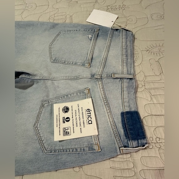 NWT Etica Tyler Vintage Straight Sz 27 Sea Foam Distressed - Picture 7 of 11